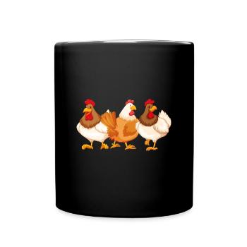 Lustige Hühner - Tasse einfarbig - Schwarz - Vorne