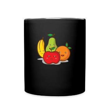 Kawaii Fruit Fruit Banana Apple Pear Orange - Full Colour Mug - black - Front