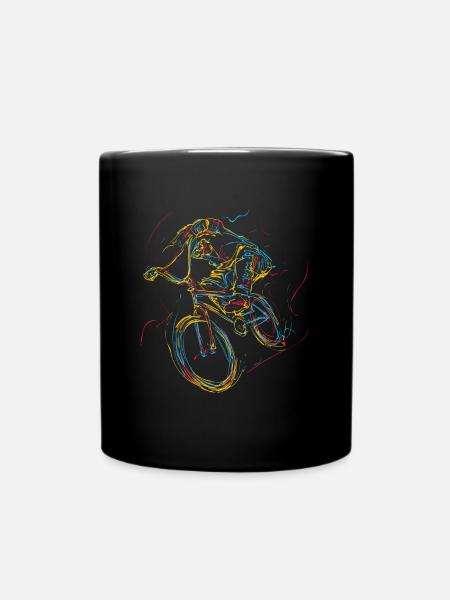Downhill Downhiller Geschenk BMX - Tasse einfarbig - Schwarz