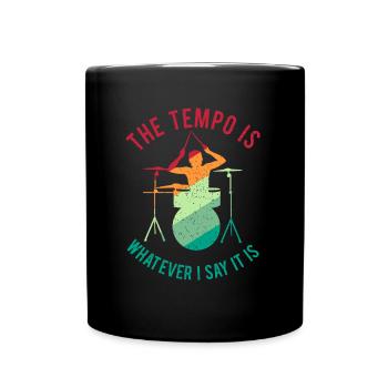 Schlagzeug Geschenk Schlagzeugspieler Percussion - Tasse einfarbig - Schwarz - Vorne