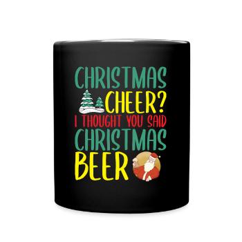 Christmas Cheer Beer Holiday Drinking Gift - Full Colour Mug - black - Front