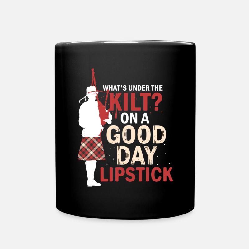 Was ist unter dem Kilt Lippenstift Scottish Bagpiper - Tasse einfarbig - Schwarz