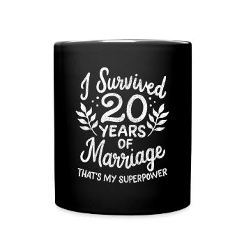 20th Wedding Anniversary Survived 20 Years Of - Full Colour Mug - black - Front