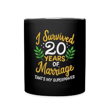 20. Hochzeitstag überlebte 20 Jahre - Tasse einfarbig - Schwarz - Vorne