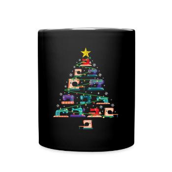 Cadeau de quilter d'arbre de Noël de machine à coudre de Noël - Mug uni - noir - Devant