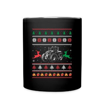 Noël Tracteur Farming Holiday Funny Farmer - Mug uni - noir - Devant