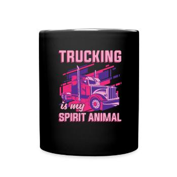 LKW Fahrerin - Tasse einfarbig - Schwarz - Vorne