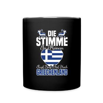 Stimme im Kopf - Griechenland Urlaub - Tasse einfarbig - Schwarz - Vorne