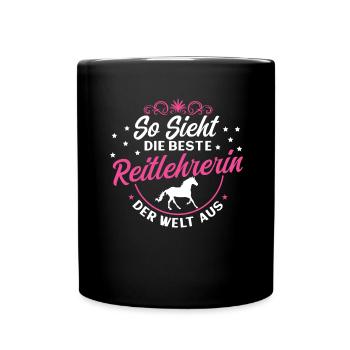 reitlehrerin Geschenk - Tasse einfarbig - Schwarz - Vorne