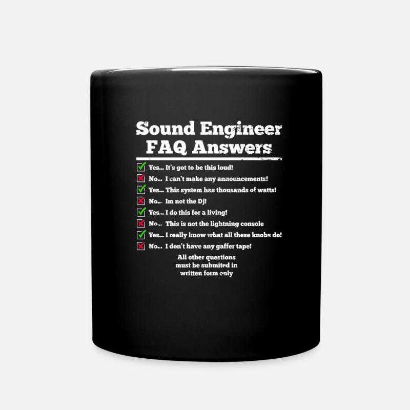 Tontechniker Sound Audio Engineer - Tasse einfarbig - Schwarz