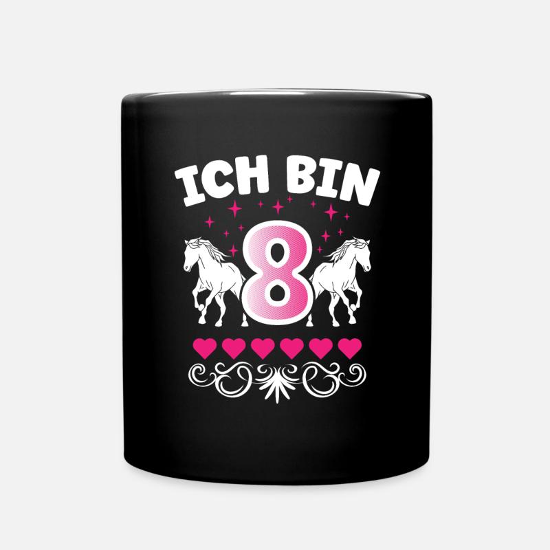8. Geburtstag pferd Mädchen 8 Jahre alt - Tasse einfarbig - Schwarz