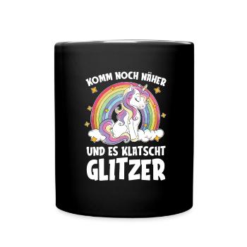 Einhorn Unicorn - Tasse einfarbig - Schwarz - Vorne