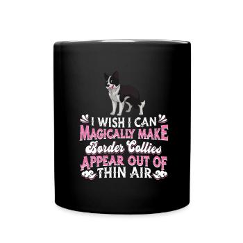 Border Collie Hund - Tasse einfarbig - Schwarz - Vorne