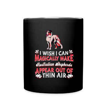 Australian Shepherd Hund - Tasse einfarbig - Schwarz - Vorne