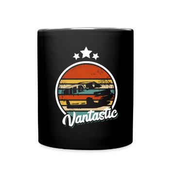 Retro Camper Bus Caravan Vintage Camper Bus - Full Colour Mug - black - Front