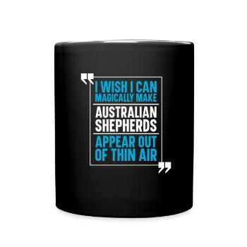 Australian Shepherd Hund - Tasse einfarbig - Schwarz - Vorne