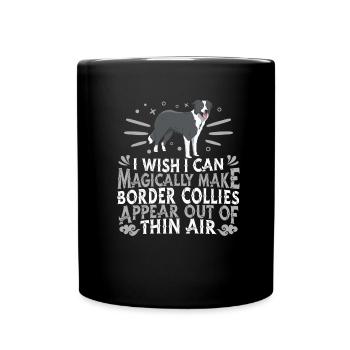 Border Collie Hund - Tasse einfarbig - Schwarz - Vorne