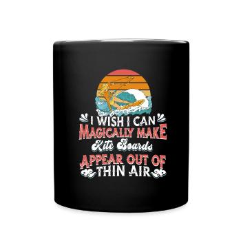 Kitesurfen Kiteboarding Kite Kiten - Tasse einfarbig - Schwarz - Vorne