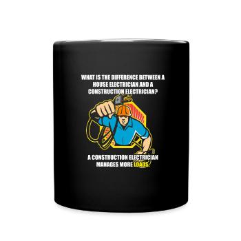 Electrician Electrical Engineer Electronics Technician - Full Colour Mug - black - Front