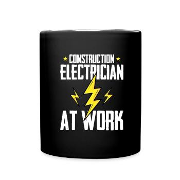 Electrician Electrical Engineer Electronics Technician - Full Colour Mug - black - Front