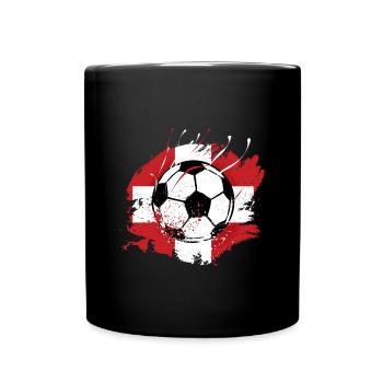 Grunge Fußball mit Schweizer Fahne Fußballfans - Tasse einfarbig - Schwarz - Vorne
