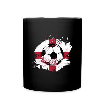 Grunge Fußball mit England Fahne Fußballfans - Tasse einfarbig - Schwarz - Vorne