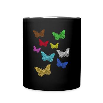 Butterflies Schmetterlinge - Tasse einfarbig - Schwarz - Vorne