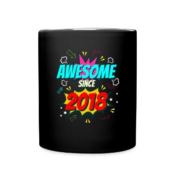 4.Geburtstag comic Jahrgang 2018 - Tasse einfarbig - Schwarz - Vorne