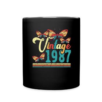 millésime 1987 papillon 35ème anniversaire - Mug uni - noir - Devant