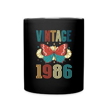 millésime 1986 papillon 36ème anniversaire - Mug uni - noir - Devant