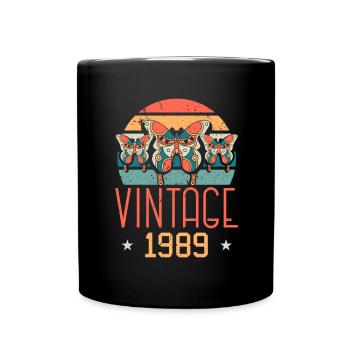 vintage 1989 butterfly 33rd birthday - Full Colour Mug - black - Front