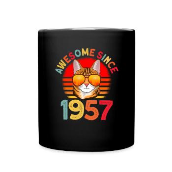 Génial depuis 1957 Cat 65th Birthday Gift - Mug uni - noir - Devant