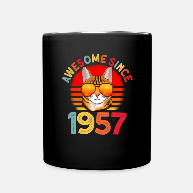 Awesome since 1957 Katze 65. Geburtstag Geschenk - Tasse einfarbig - Schwarz