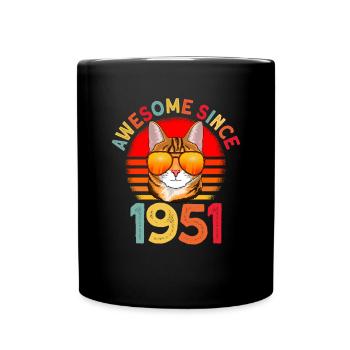 Awesome since 1951 Cat 71st Birthday Gift - Full Colour Mug - black - Front
