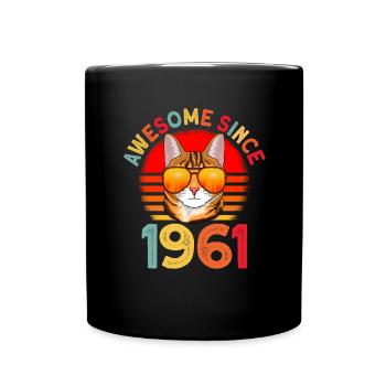 Awesome since 1961 Katze 61. Geburtstag Geschenk - Tasse einfarbig - Schwarz - Vorne