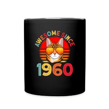 Awesome since 1960 Katze 62. Geburtstag Geschenk - Tasse einfarbig - Schwarz - Vorne