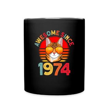 Awesome since 1974 Katze 48. Geburtstag Geschenk - Tasse einfarbig - Schwarz - Vorne