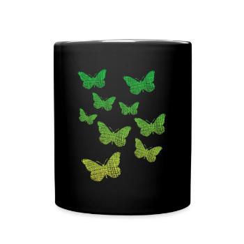Schmetterling Geschenk green butterflies - Tasse einfarbig - Schwarz - Vorne