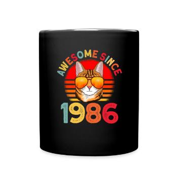 Awesome since 1986 Katze 36. Geburtstag Geschenk - Tasse einfarbig - Schwarz - Vorne