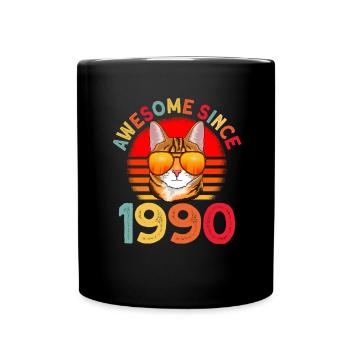 Awesome since 1990 Cat 32nd Birthday Gift - Full Colour Mug - black - Front