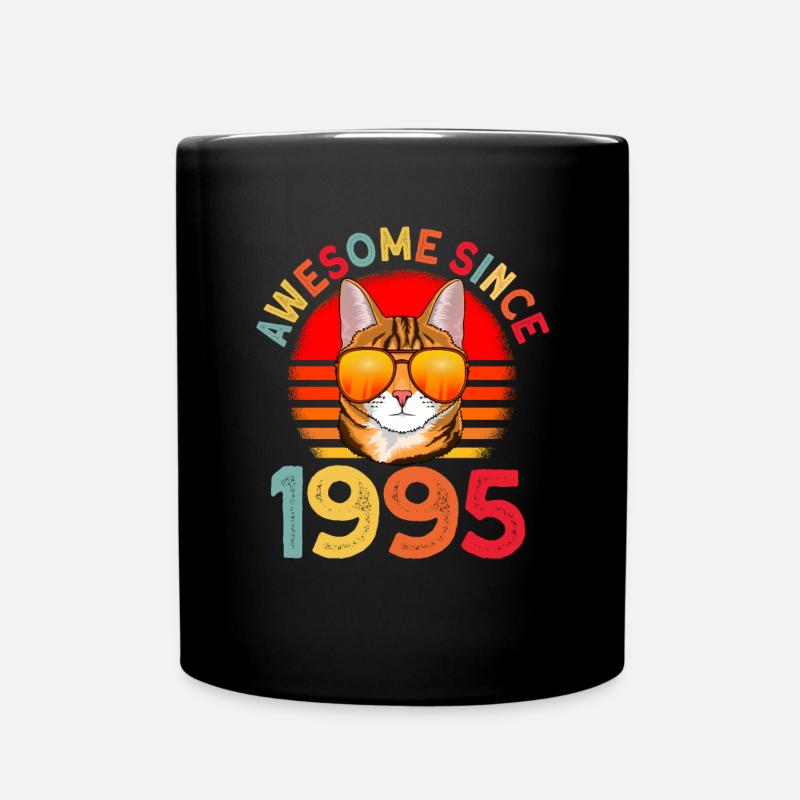 Awesome since 1995 Katze 27. Geburtstag Geschenk - Tasse einfarbig - Schwarz