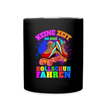 Rollschuhe Geschenk Retro Rollschuh Mädchen - Tasse einfarbig - Schwarz - Vorne