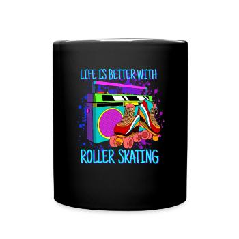 Rollschuhe Geschenk Retro Rollschuh Mädchen - Tasse einfarbig - Schwarz - Vorne