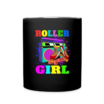 Rollschuhe Geschenk Retro Rollschuh Mädchen - Tasse einfarbig - Schwarz - Vorne