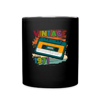 vintage 1971 Kassette 70er 51. Geburtstag - Tasse einfarbig - Schwarz - Vorne