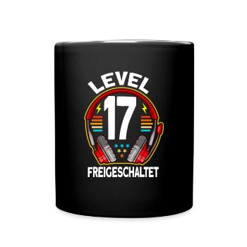 Level 17 Freigeschaltet 17. Geburtstag Gamer - Tasse einfarbig - Schwarz - Vorne