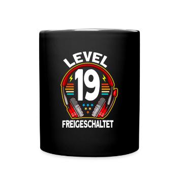 Level 19 Freigeschaltet 19. Geburtstag Gamer - Tasse einfarbig - Schwarz - Vorne