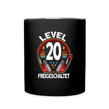 Level 20 Freigeschaltet 20. Geburtstag Gamer - Tasse einfarbig - Schwarz - Vorne