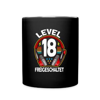 Level 18 Freigeschaltet 18. Geburtstag Gamer - Tasse einfarbig - Schwarz - Vorne