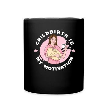 Hebamme Geburtshelfer - Tasse einfarbig - Schwarz - Vorne